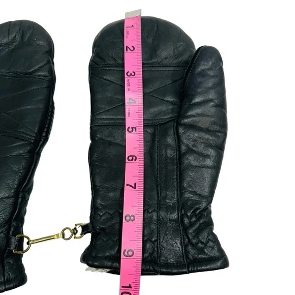 J.M. Rubin & Sons Leather Ski Gloves Mittens 70th Lined Women Size S Black Vtg - Picture 6 of 10